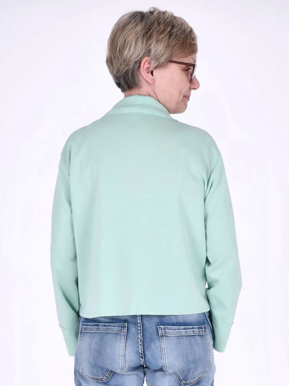 Sewatjacke Damen Hemdkragen Klapptaschen Knopfleiste