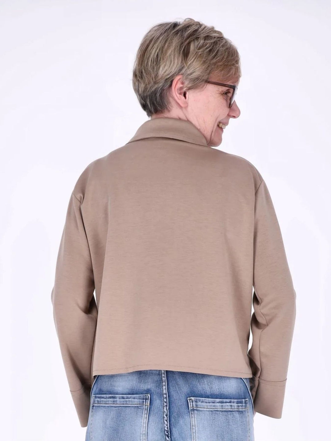 Sewatjacke Damen Hemdkragen Klapptaschen Knopfleiste