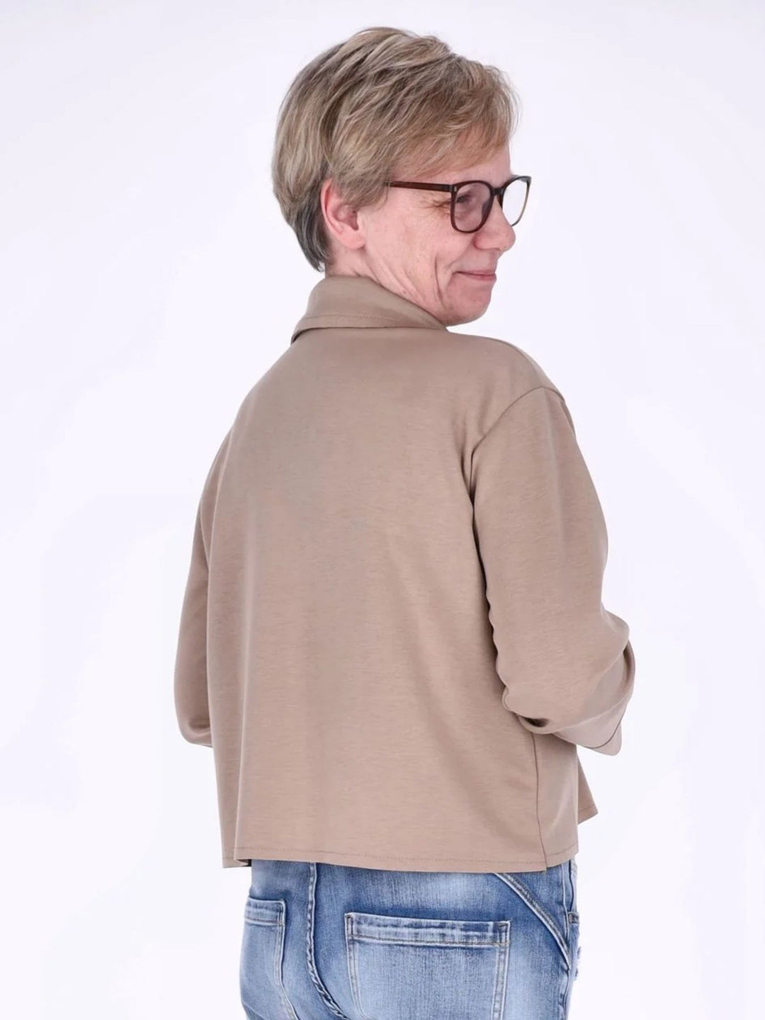 Sewatjacke Damen Hemdkragen Klapptaschen Knopfleiste