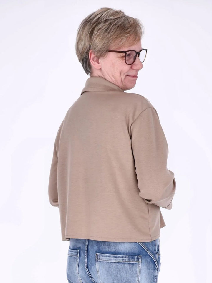 Sewatjacke Damen Hemdkragen Klapptaschen Knopfleiste