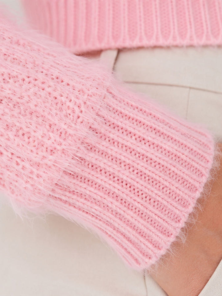 Damen Strickpullover im Boa-Style – Rosa