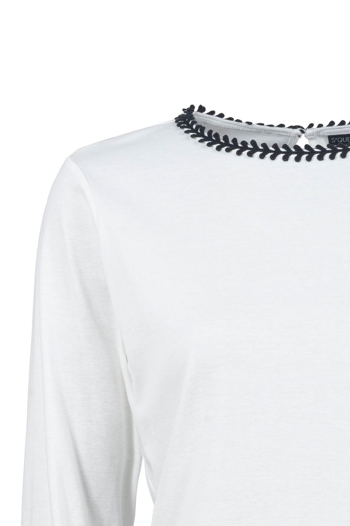 Rippshirt Damen Spitzenkragen