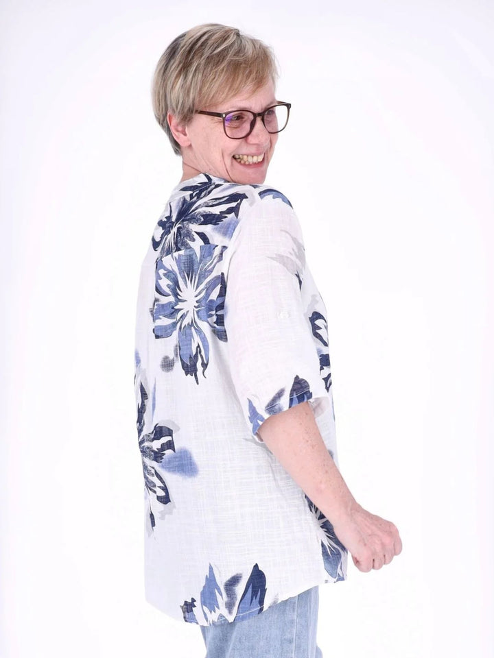 Blusenshirt Damen 3/4 Krempelarm AOP
