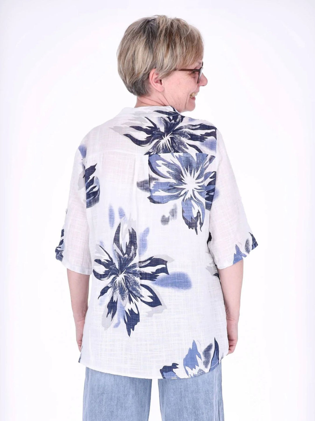 Blusenshirt Damen 3/4 Krempelarm AOP