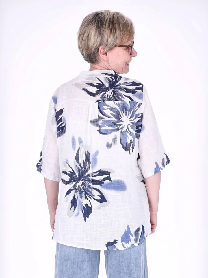 Blusenshirt Damen 3/4 Krempelarm AOP