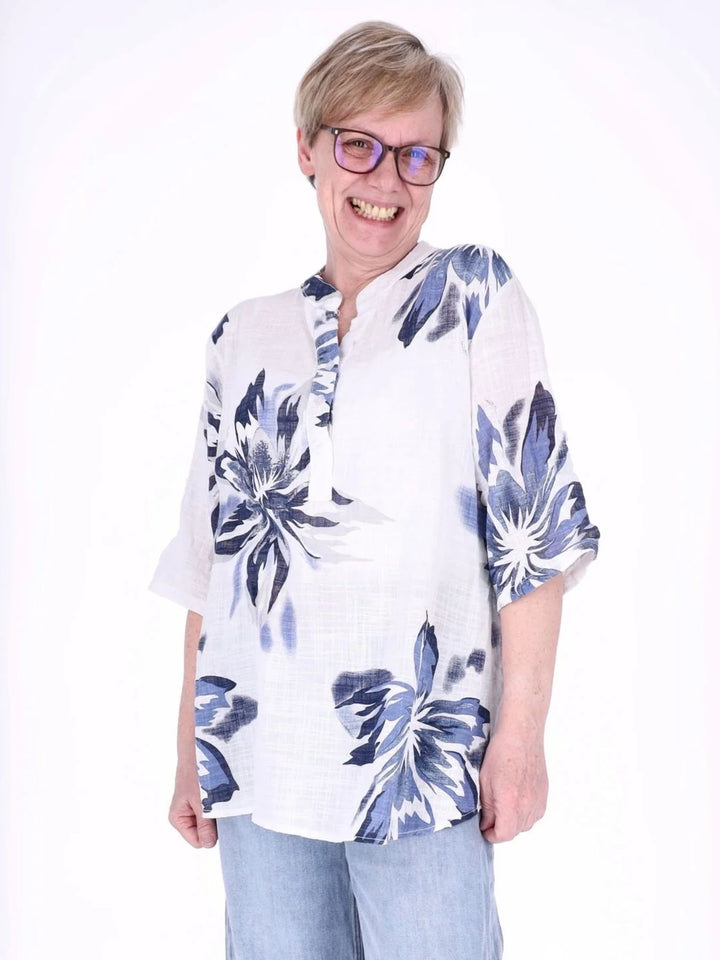 Blusenshirt Damen 3/4 Krempelarm AOP