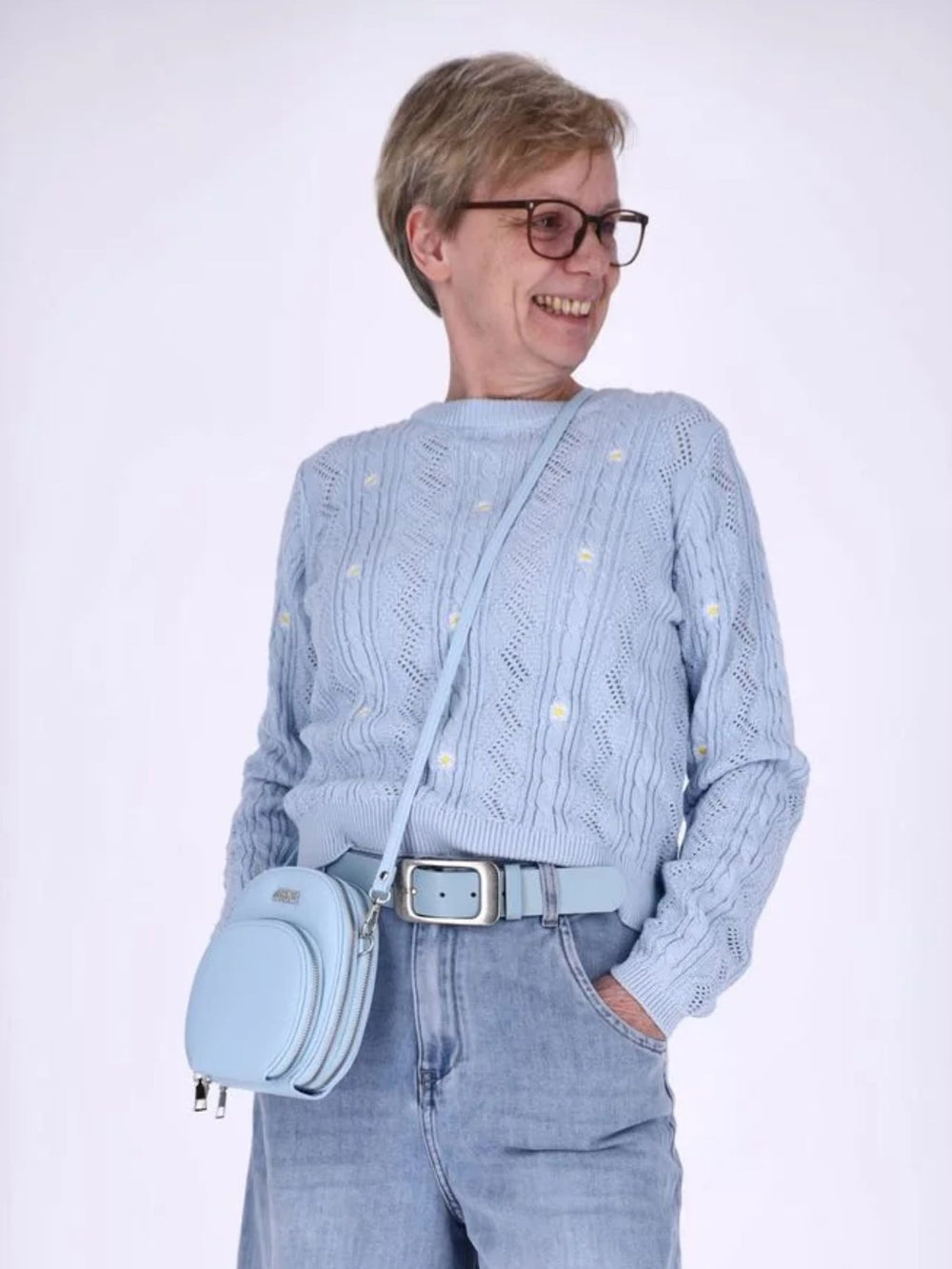 Damen Strickpullover mit Stickerei und Rippbündchen