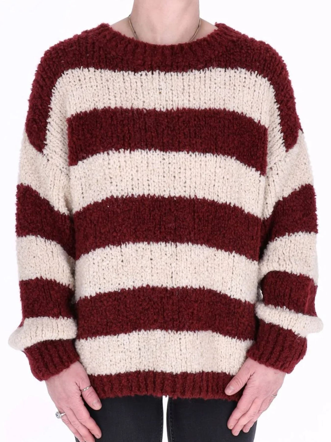 Damen Boxy-Strickpullover mit Lana-Wolle – Rot