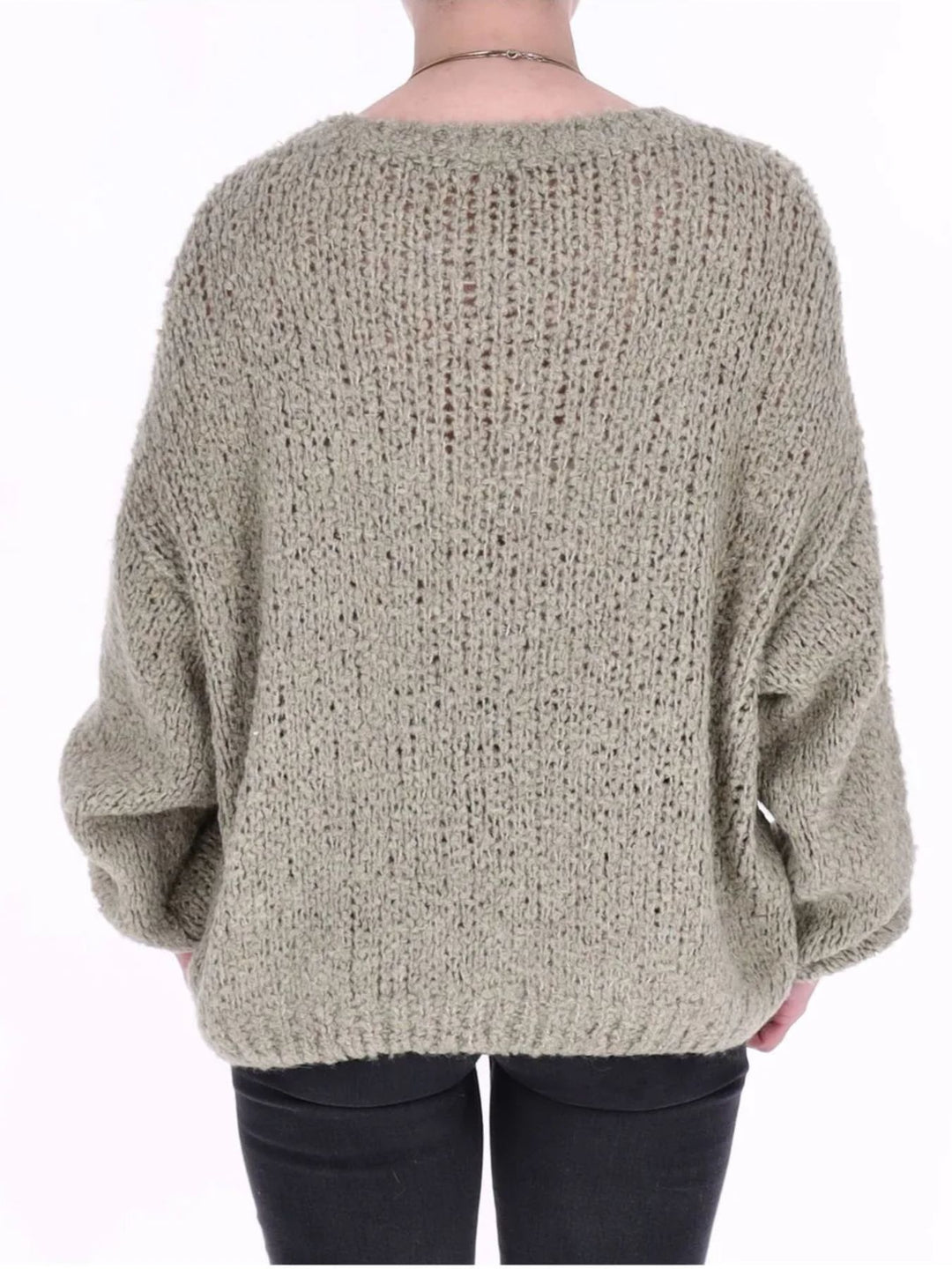 Damen Boxy-Strickpullover mit Lana-Wolle – Grün