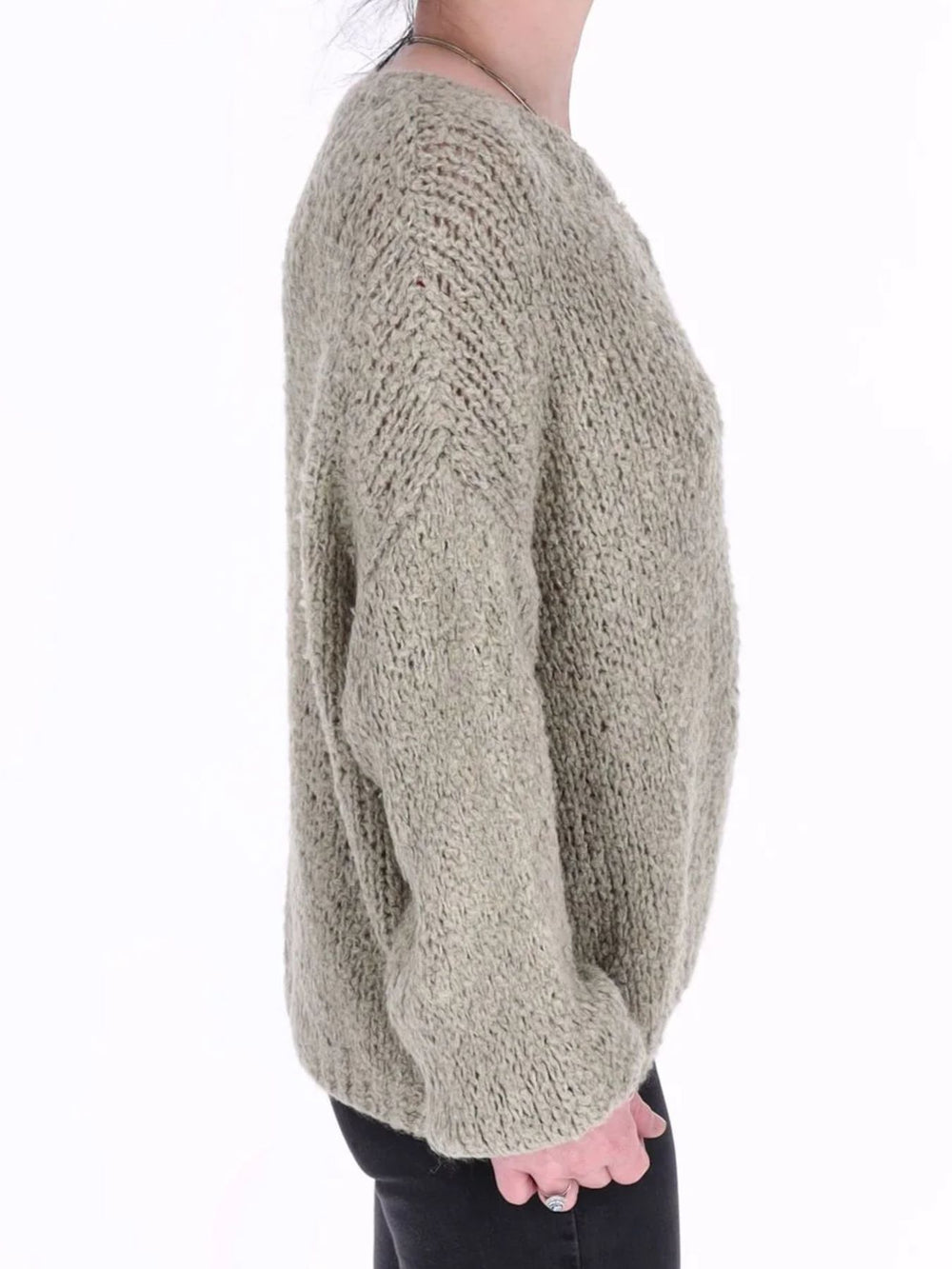 Damen Boxy-Strickpullover mit Lana-Wolle – Grün