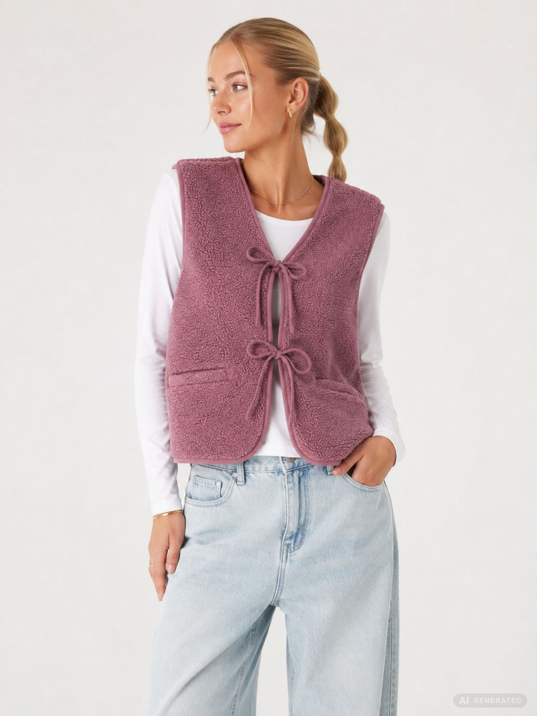 ONLBABY TEDDY BOW VEST PNT