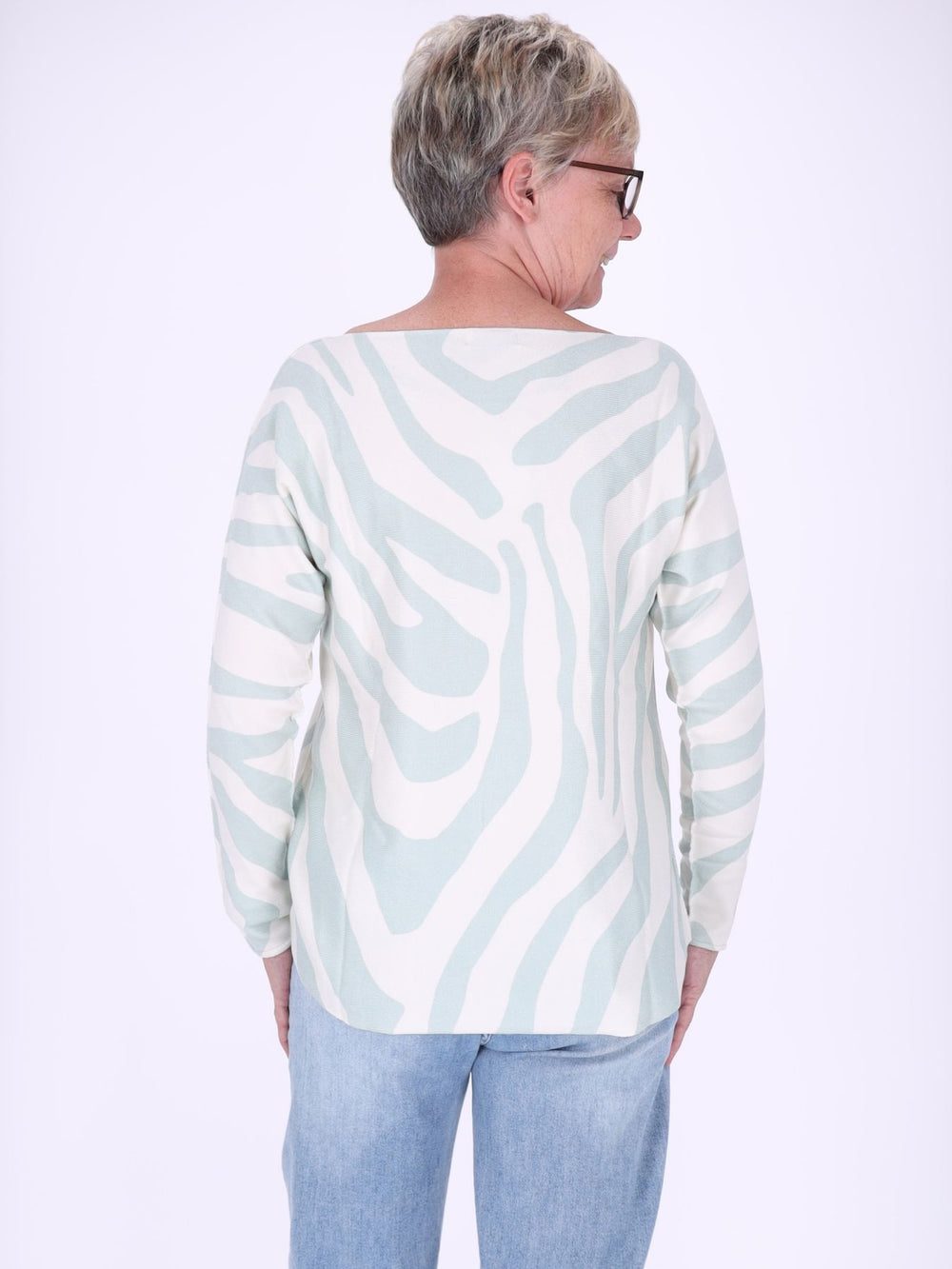 Damen Pullover mit Zebra-Muster – Subtle Green ALISA (kim & luca)