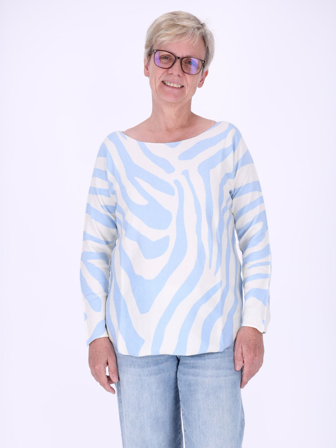 Damen Pullover mit Zebra-Muster – Cashmere Blue ALISA (kim & luca)