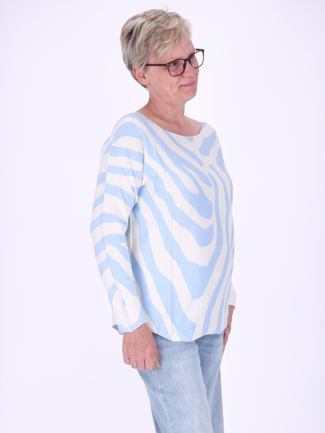 Damen Pullover mit Zebra-Muster – Cashmere Blue ALISA (kim & luca)
