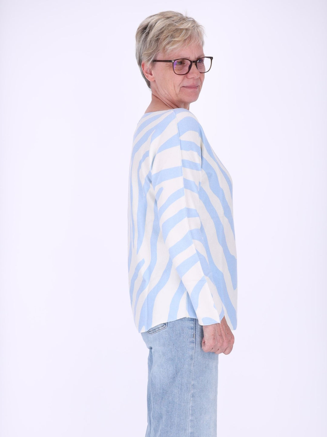 Damen Pullover mit Zebra-Muster – Cashmere Blue ALISA (kim & luca)