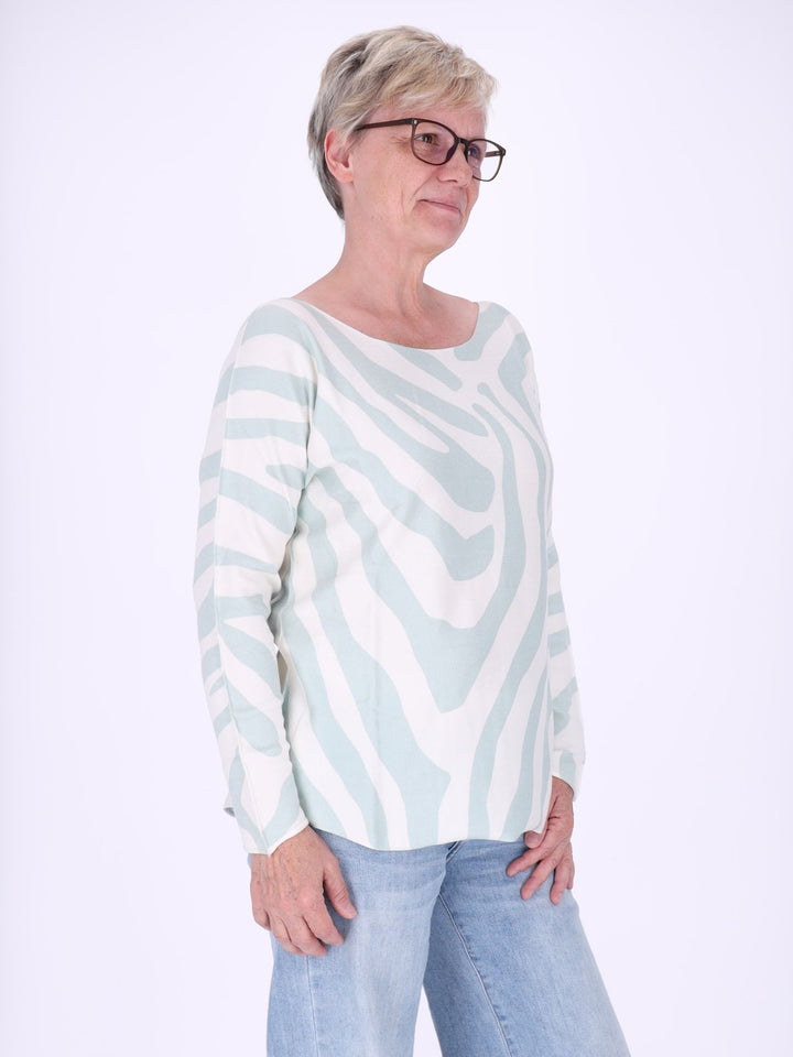 Damen Pullover mit Zebra-Muster – Subtle Green ALISA (kim & luca)