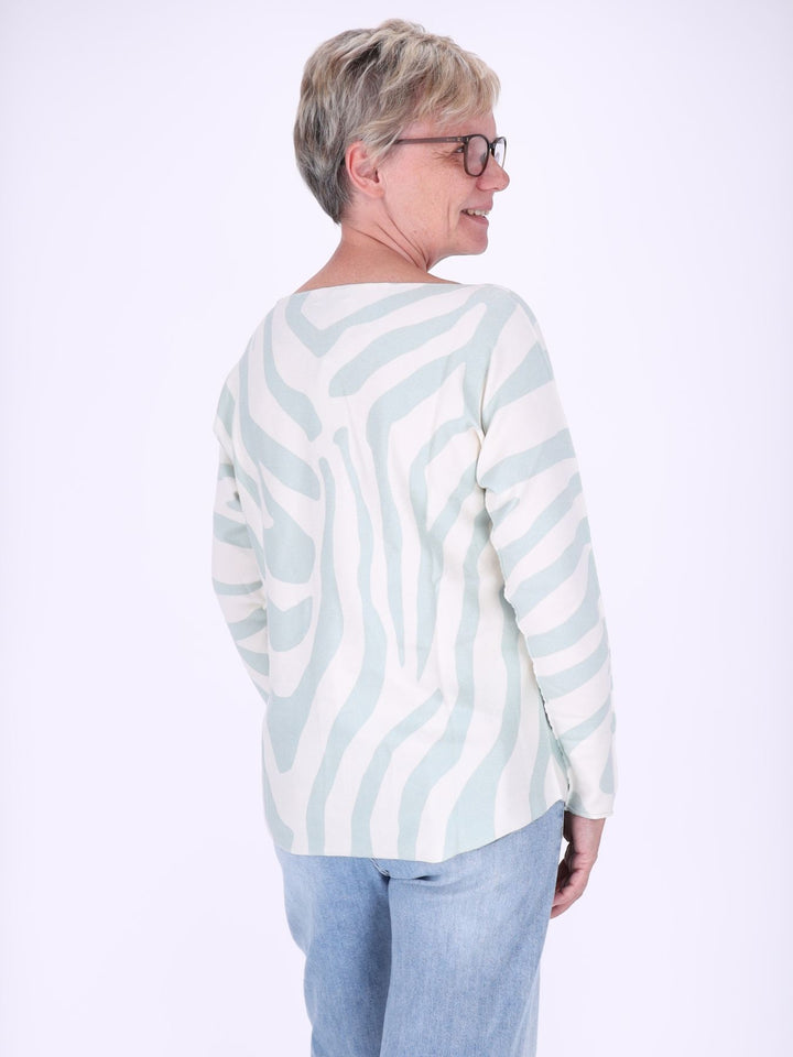 Damen Pullover mit Zebra-Muster – Subtle Green ALISA (kim & luca)