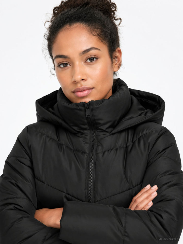 ONLY ONLCLAIR Pufferjacke mit Kapuze in Schwarz