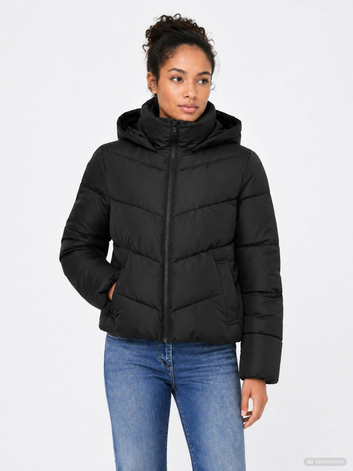 ONLY ONLCLAIR Pufferjacke mit Kapuze in Schwarz