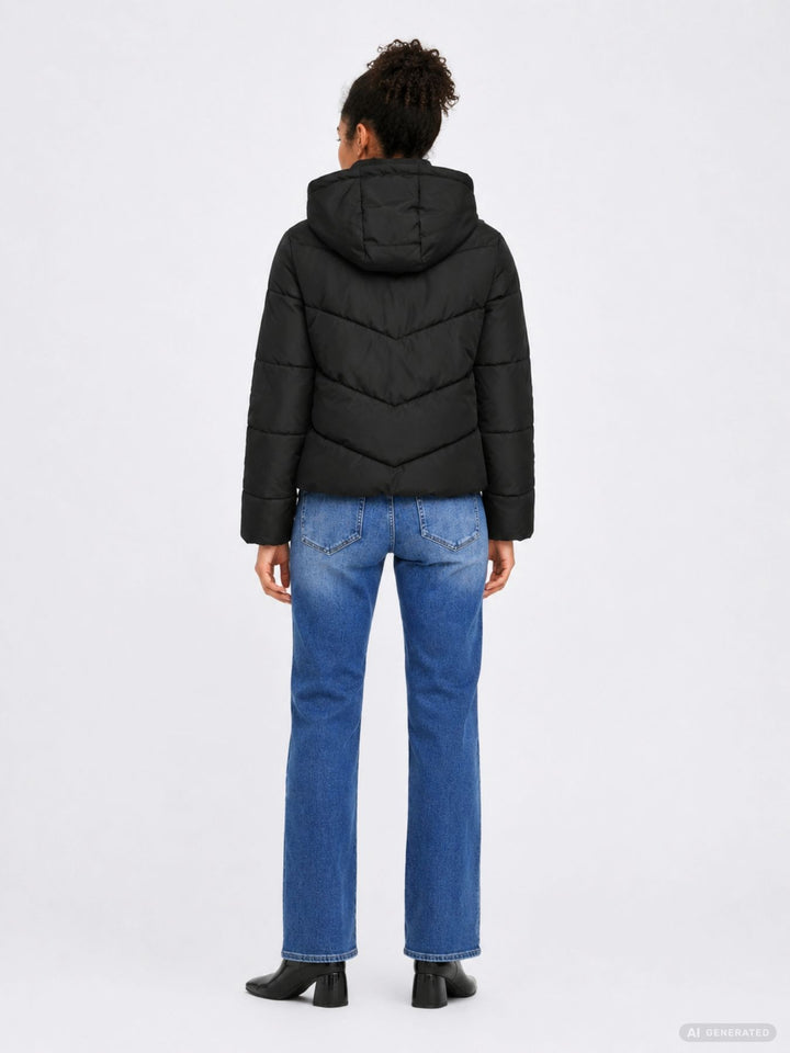 ONLY ONLCLAIR Pufferjacke mit Kapuze in Schwarz