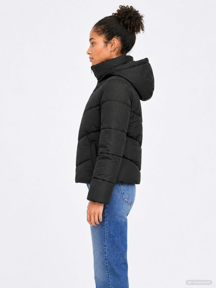 ONLY ONLCLAIR Pufferjacke mit Kapuze in Schwarz