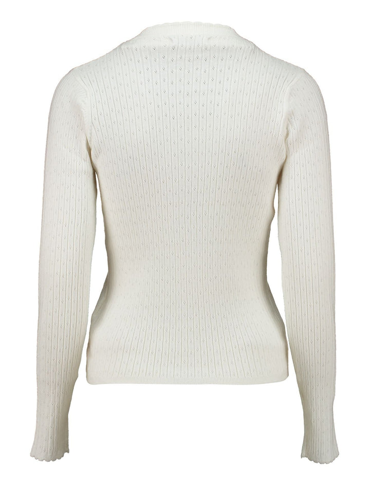 Damen-Feinstrickpullover mit Lochmuster in Offwhite (LS V SK El44sa)