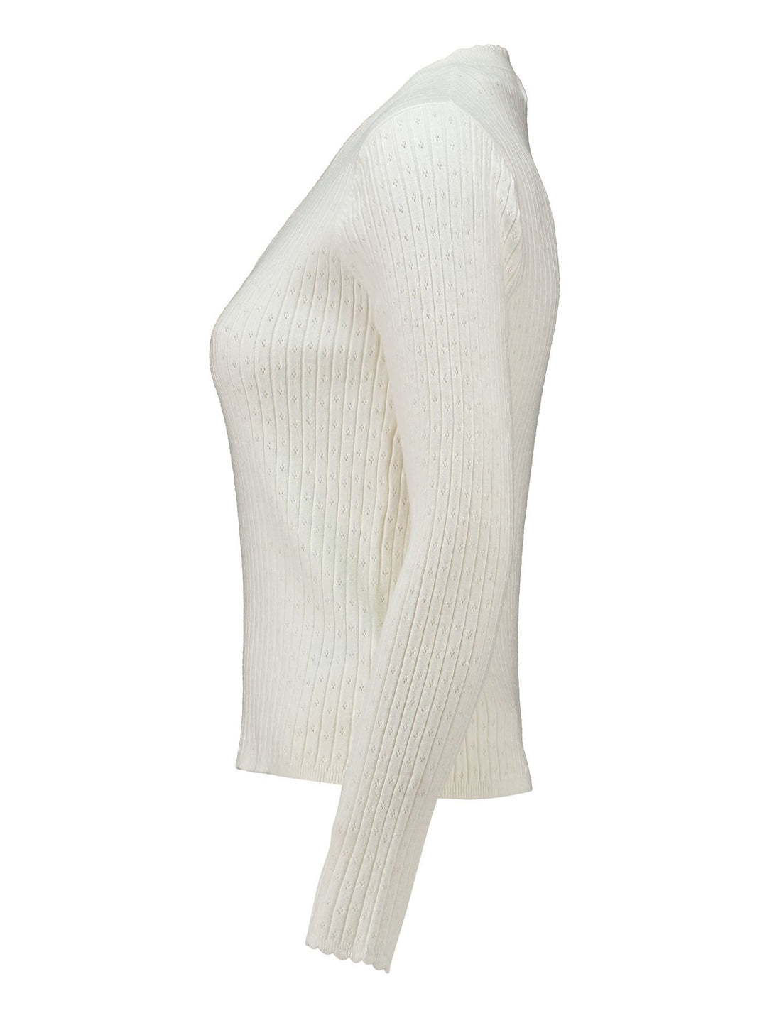 Damen-Feinstrickpullover mit Lochmuster in Offwhite (LS V SK El44sa)