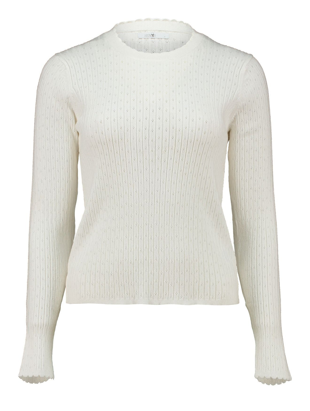 Damen-Feinstrickpullover mit Lochmuster in Offwhite (LS V SK El44sa)
