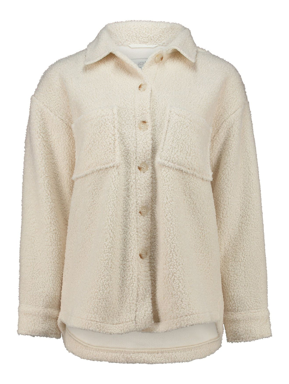 Damen-Teddyjacke mit Knopfleiste in Creme (LS P BL Be44nte)
