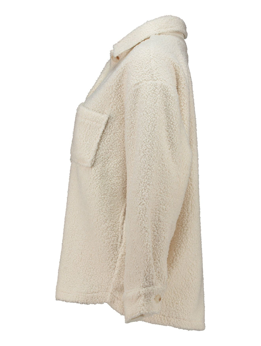Damen-Teddyjacke mit Knopfleiste in Creme (LS P BL Be44nte)