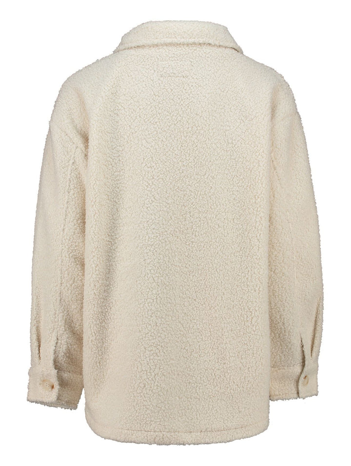Damen-Teddyjacke mit Knopfleiste in Creme (LS P BL Be44nte)