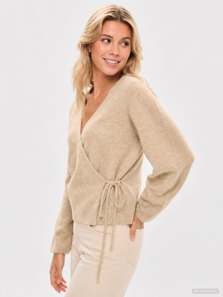 ONLLIVA LS V-NECK WRAP KNT