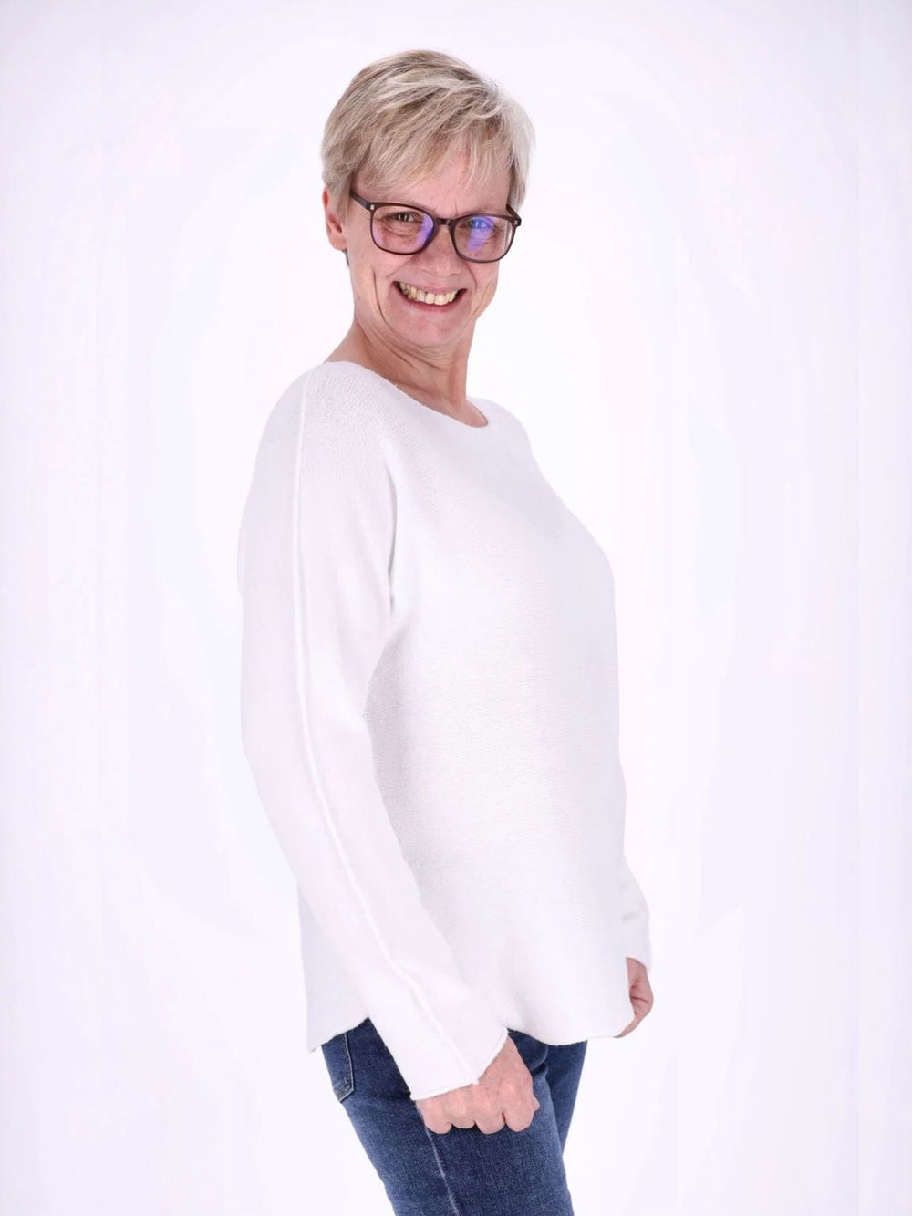Weißer Damen Strickpullover – vielseitig, bequem & zeitlos