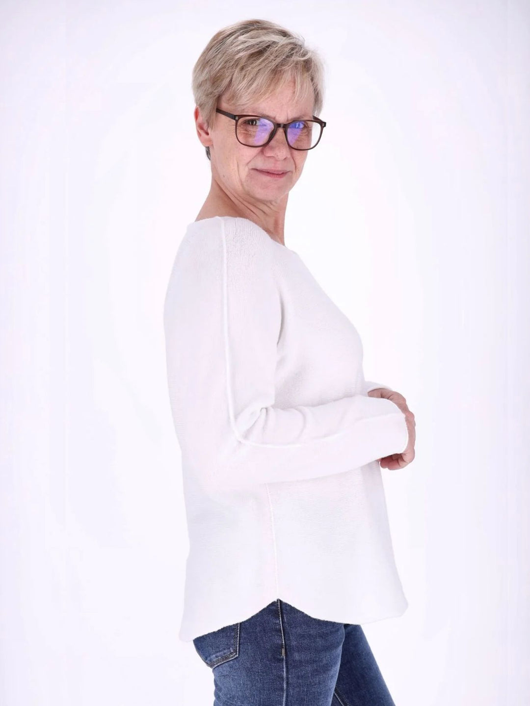 Weißer Damen Strickpullover – vielseitig, bequem & zeitlos