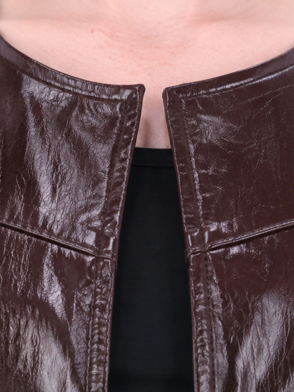 Bordeaux Fakelederjacke Damen im Bolero-Stil – modern & vielseitig