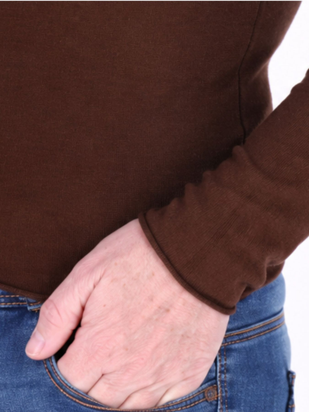 Brauner Damen Feinstrick-Pullover mit Rundhalsausschnitt