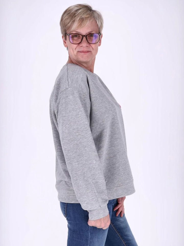 Graues Damen Sweatshirt „LOVE“ mit Rückenprint