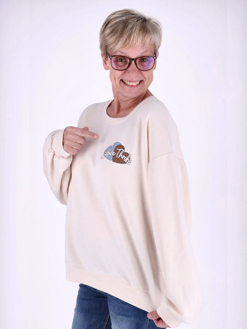 Beiges Damen Sweatshirt „Hasen“ mit Rückenprint