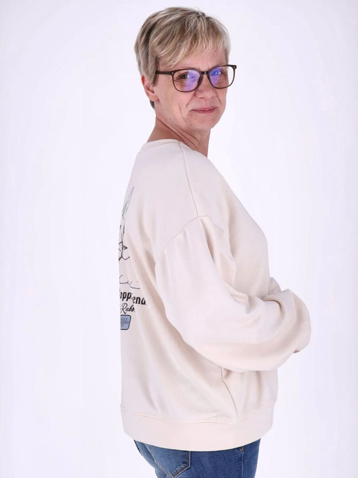Beiges Damen Sweatshirt „Hasen“ mit Rückenprint