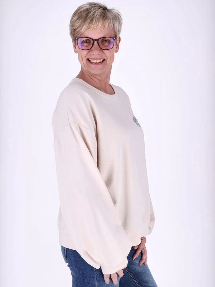 Beiges Damen Sweatshirt „Hasen“ mit Rückenprint