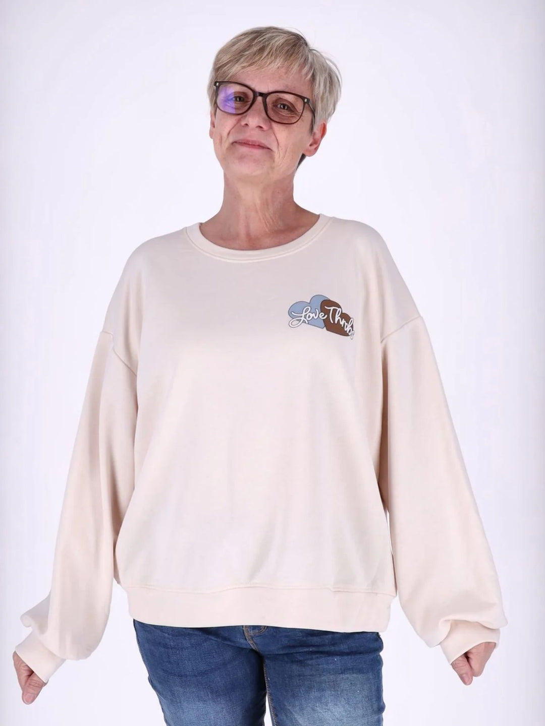 Beiges Damen Sweatshirt „Hasen“ mit Rückenprint