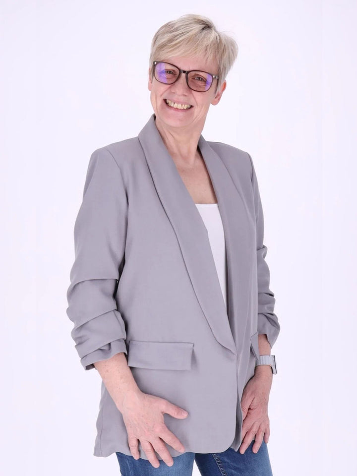 Grauer Damen Blazer mit offener Front – modern & elegant