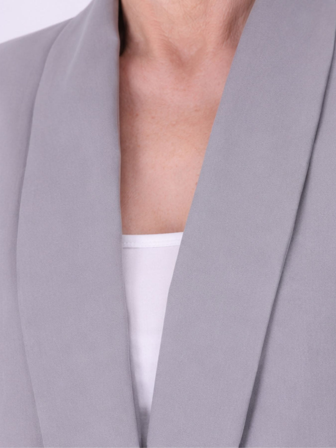Grauer Damen Blazer mit offener Front – modern & elegant