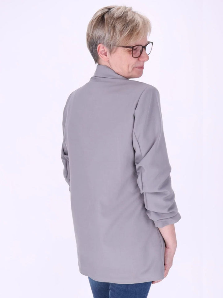 Grauer Damen Blazer mit offener Front – modern & elegant