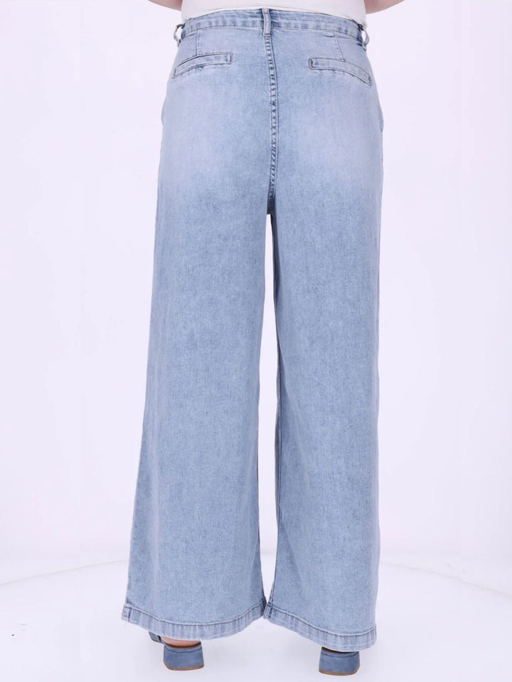 Damen Wide-Leg-Jeans mit Faltendetails – lässig & modern