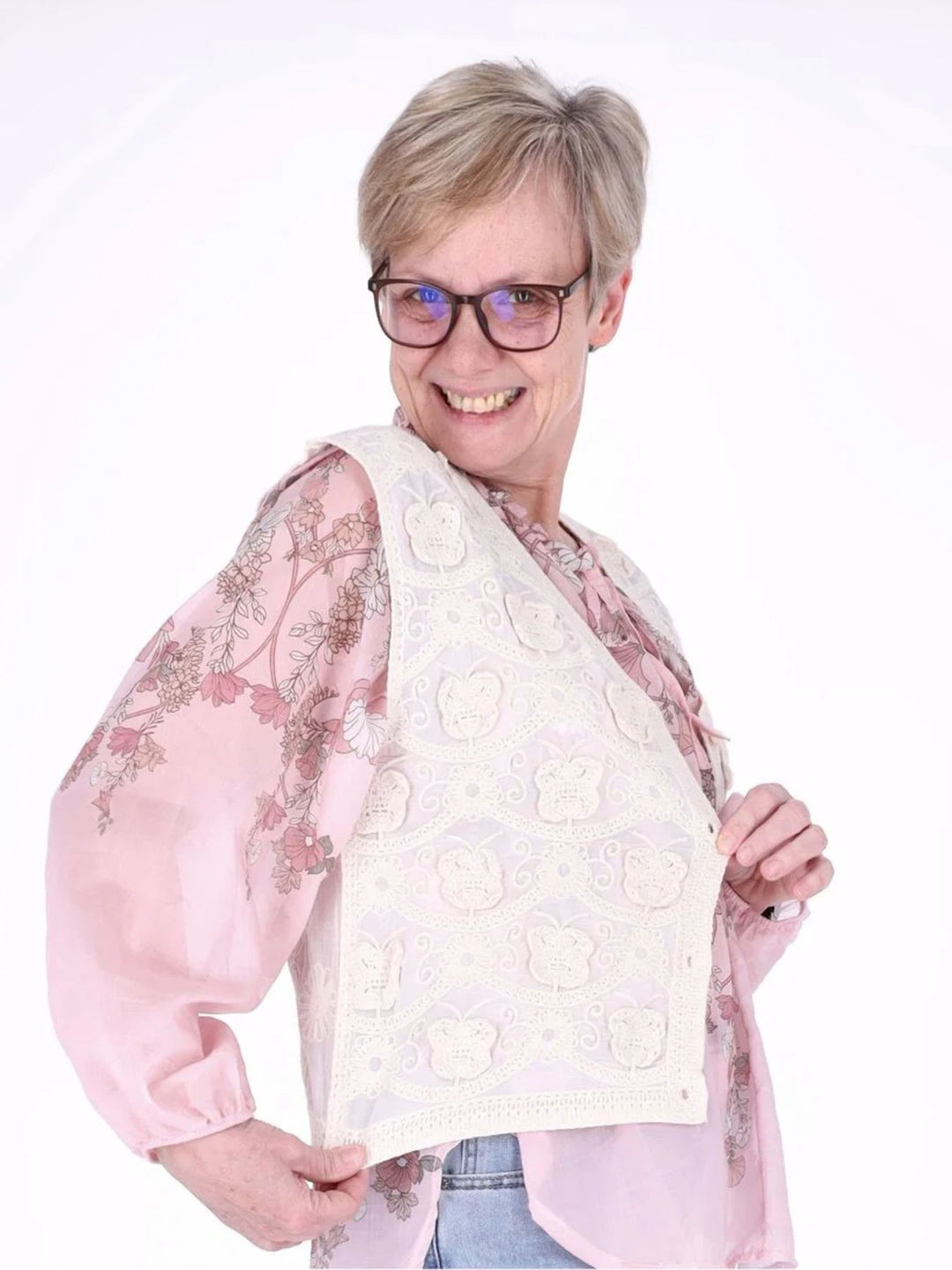 Damen Weste im Boho-Stil mit Stickerei & V-Ausschnitt