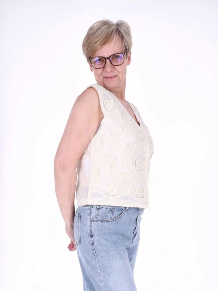 Damen Weste im Boho-Stil mit Stickerei & V-Ausschnitt