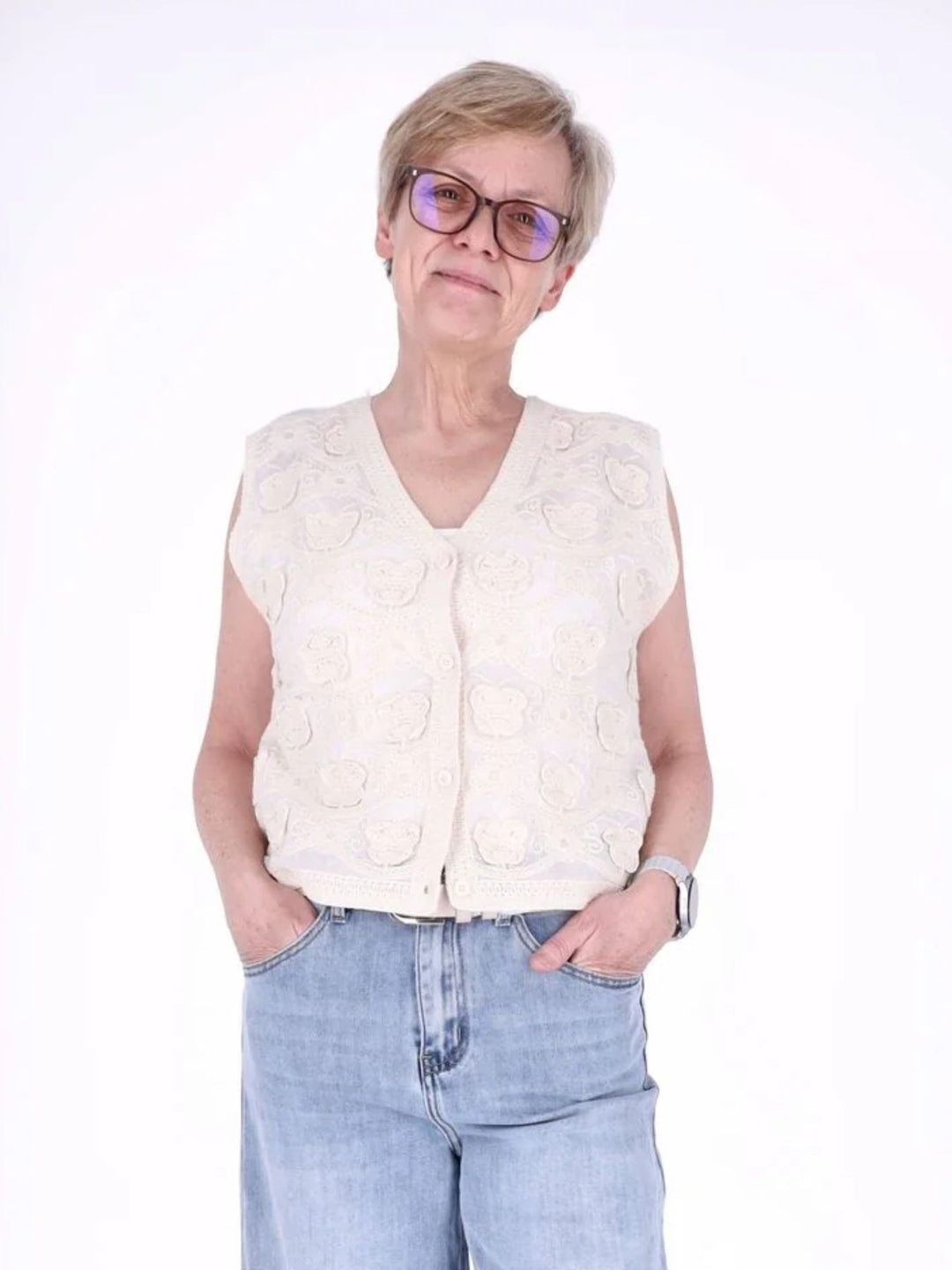 Damen Weste im Boho-Stil mit Stickerei & V-Ausschnitt
