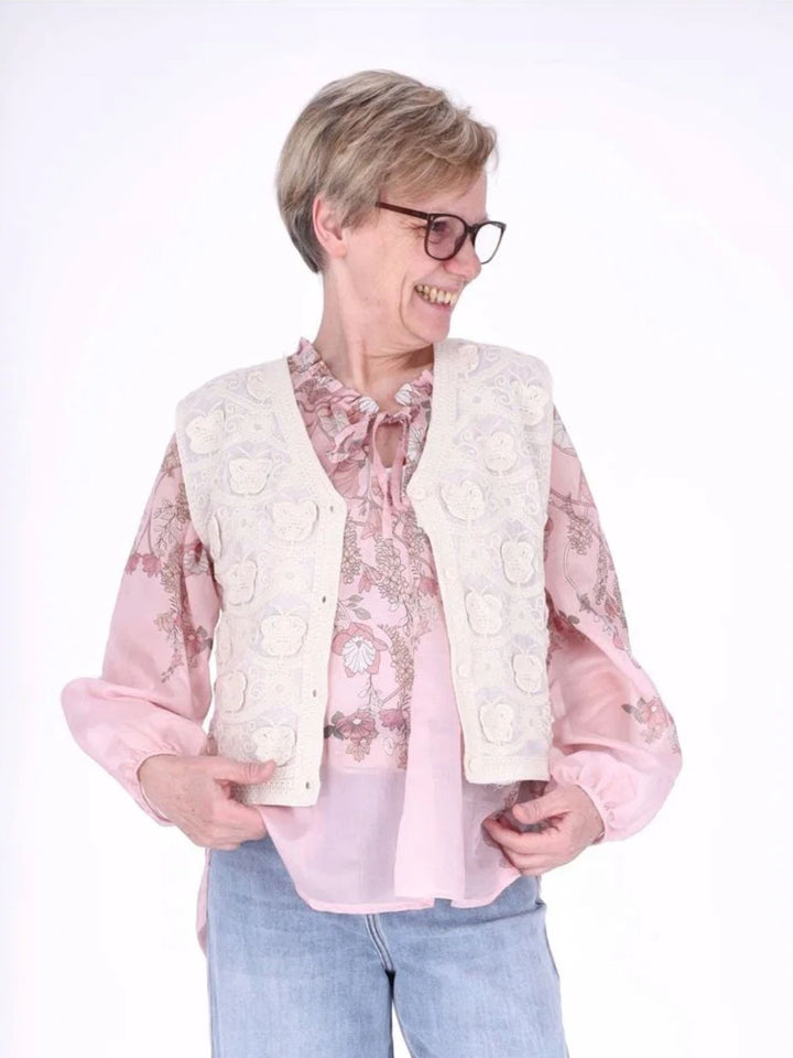 Damen Weste im Boho-Stil mit Stickerei & V-Ausschnitt