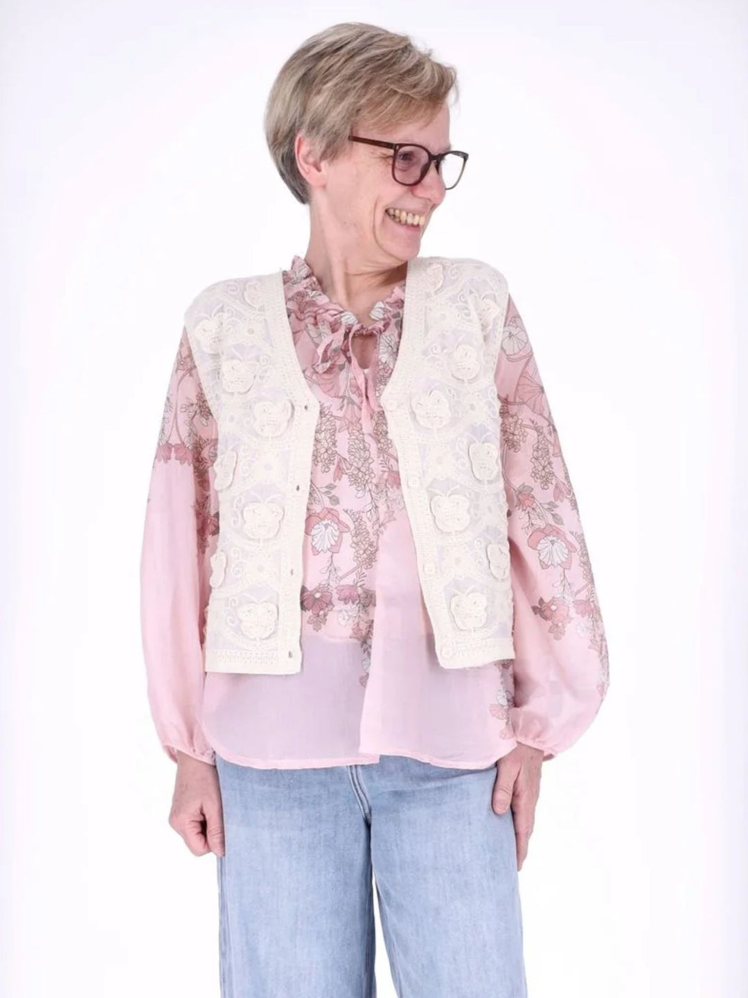Damen Weste im Boho-Stil mit Stickerei & V-Ausschnitt